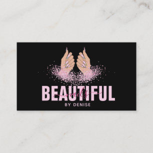 nail salon woman hand holograph nails technician   business card