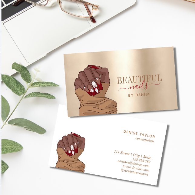 nail salon woman hand nails technician diamonds bu business card (Creator Uploaded)