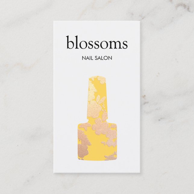 Nail Salon Yellow Gold Glitter Business Card (Front)