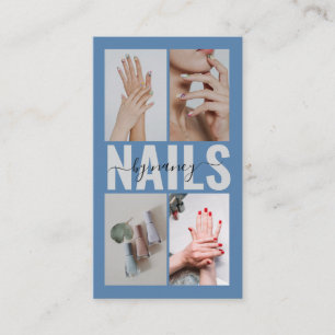 Nail Specialist Dusty Blue Qr Code Photo Collage  Business Card