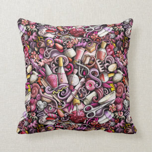 Nail Studio Pattern Throw Pillow