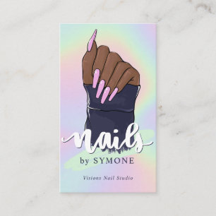 Nail Tech Artist Beauty Salon Pastel Holographic B Business Card