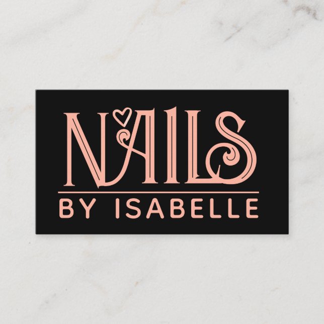 Nail Tech Artiste ongle rose Carte de visite noir (Devant)