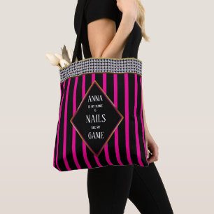 Nail Tech Bag, Name Insert, Manicurist, Black Tote Bag