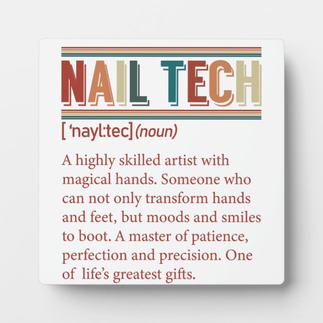 Nail Tech Definition Retro Nail Tech Plaque (Front)