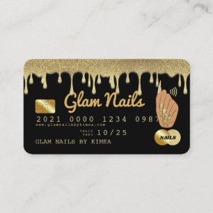 Nail Tech Dripping Gold Glitter Luxury Credit Card