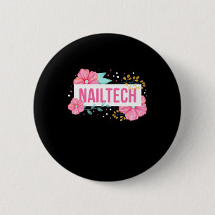 Nail Tech Flower 2 Inch Round Button