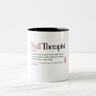 Nail Tech Gift Pink Nail Therapist Definition Two-Tone Coffee Mug