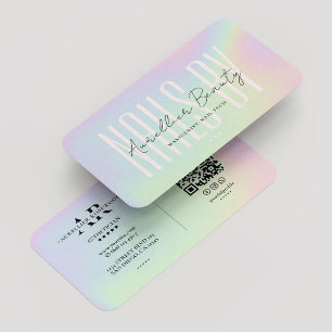 Nail Tech Manicurist Artist Holographic Modern Business Card