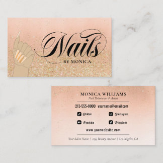 Nail Tech Manicurist Golden Glam Salon Business Business Card