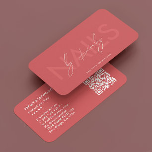 Nail Tech Manicurist Nail Artist Coral Modern Business Card
