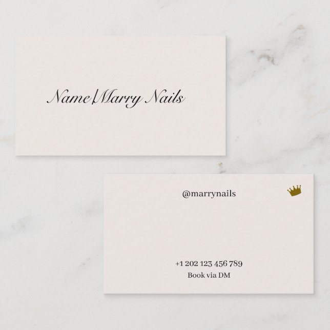Nail Tech Minimalist Beige Business Card (Front/Back)