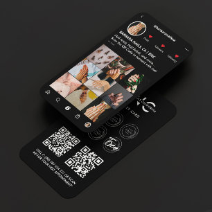 Nail Tech Modern Manicurist Black Loyalty Busines Business Card