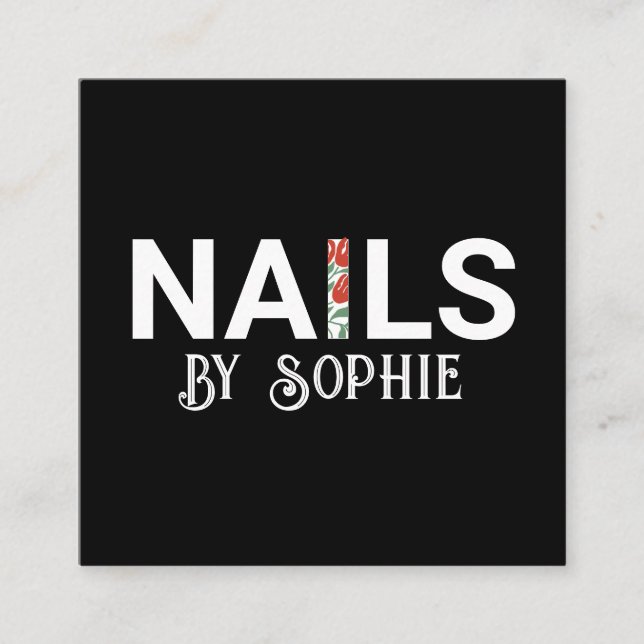 Nail Tech Nail Art Black Carré Carte de visite (Devant)