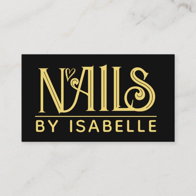 Nail Tech Nail Artist Gold Black Business Card (Front)