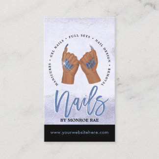 Nail Tech / Nails Salon Blue Glam Business Card