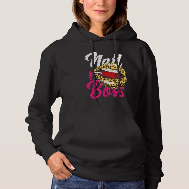 Nail Tech Quote Work Uniform Nail Polish Leopard C Hoodie (Front)