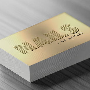 Nail Tech Salon Gold Modern Professional Business Card