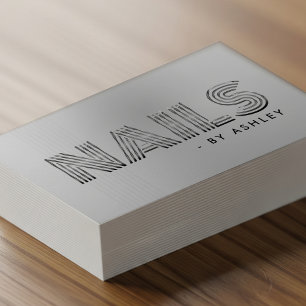 Nail Tech Salon Silver Modern Professional Business Card