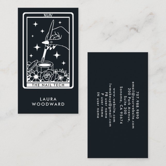 Nail Tech Tarot Card Theme Black (Front/Back)