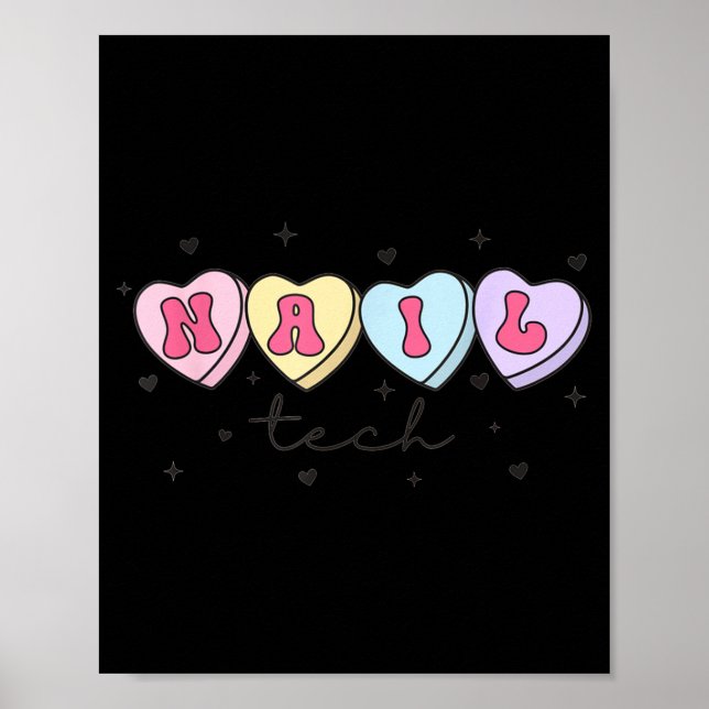Nail Tech Valentine's Day Heart Manicurist Cosmeto Poster (Front)