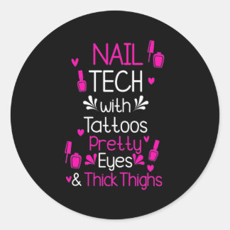 Nail Tech With Tattoos Classic Round Sticker