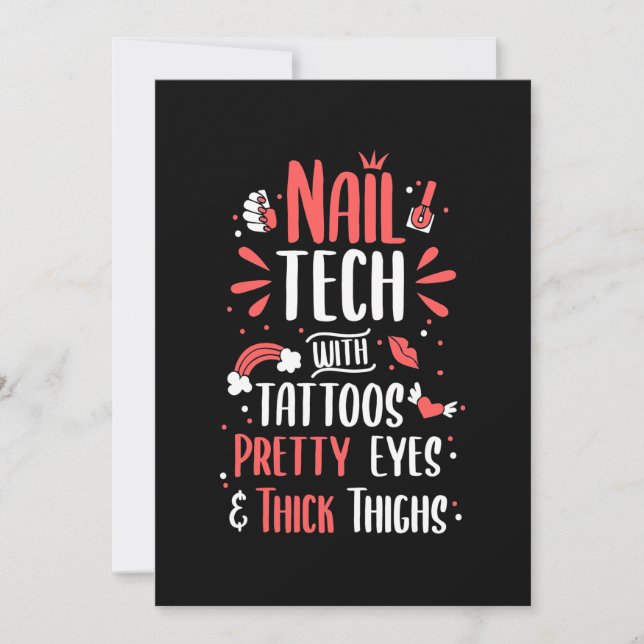 Nail Tech With Tattoos Invitation (Front)