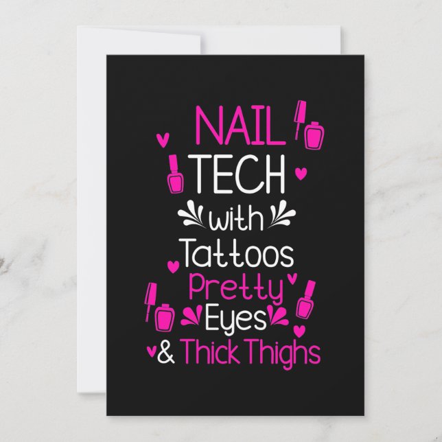 Nail Tech With Tattoos Invitation (Front)