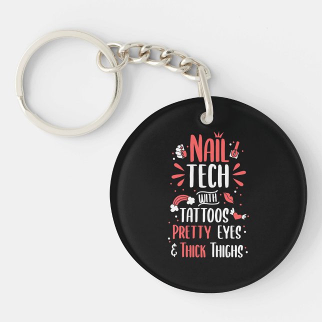 Nail Tech With Tattoos Keychain (Front)