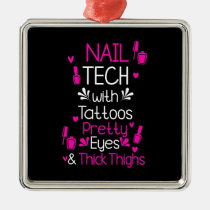 Nail Tech With Tattoos Metal Ornament