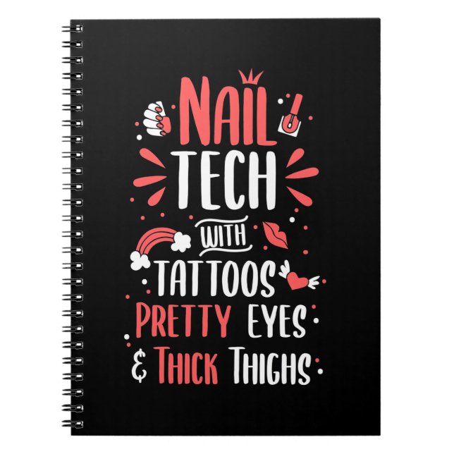 Nail Tech With Tattoos Notebook (Front)
