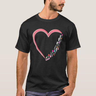 Nail Tech  Work Uniform Nail Polish Heart T-Shirt