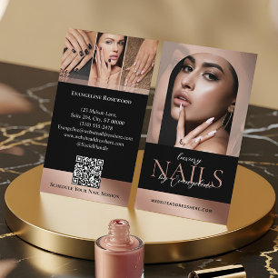 Nail Technician Artist Salon Arch Photo Black Pink Business Card