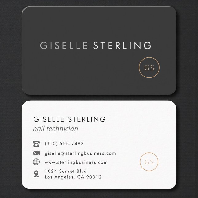Nail Technician Black Professional Business Card (Creator Uploaded)