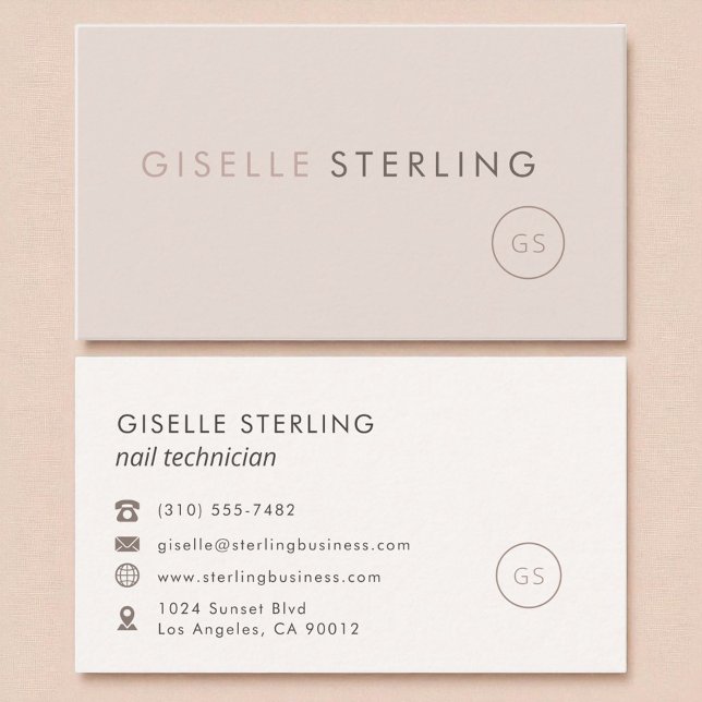 Nail Technician Blush Pink Minimalist Luxury  Business Card (Creator Uploaded)