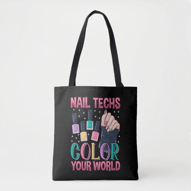 Nail technician Colorful Nails Manicure Artist Tote Bag (Front)