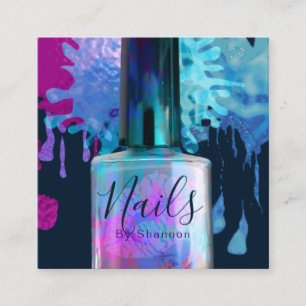 Nail Technician Colourful Splatter Design Square Business Card