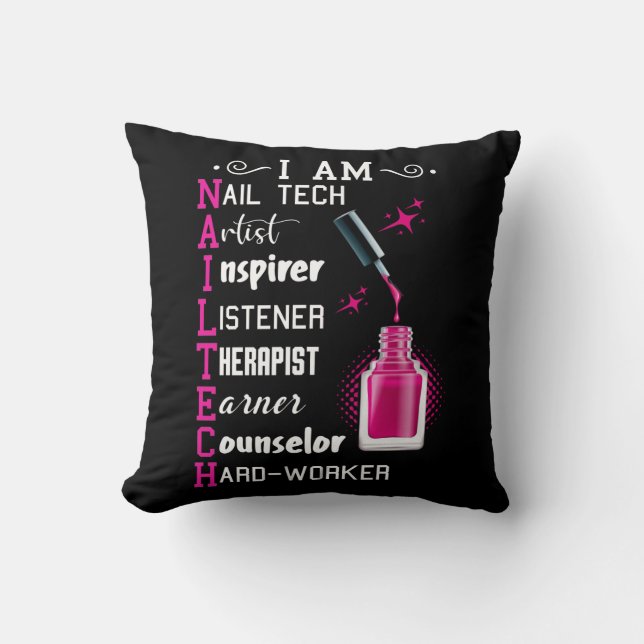 Nail Technician Counsellor Nail Tech Artist Manicu Throw Pillow (Front)