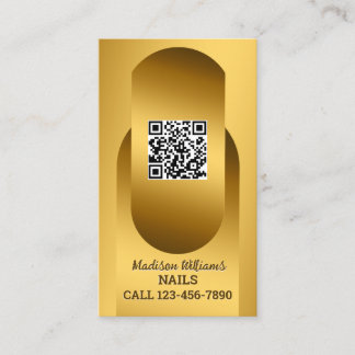 Nail Technician Custom QR Golden Business Card