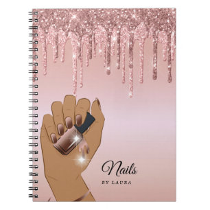 Nail Technician Dripping Glittering Gold Notebook