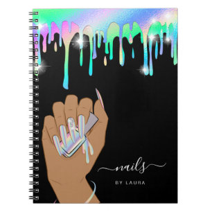 Nail Technician Holographic Drips Glittering Notebook