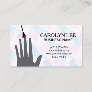 Nail Technician   Holographic Mosaic Geometric Business Card