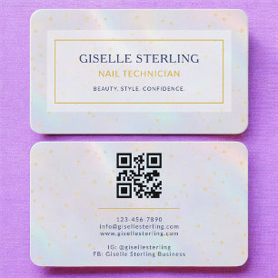 Nail Technician Holographic QR Code Business Card