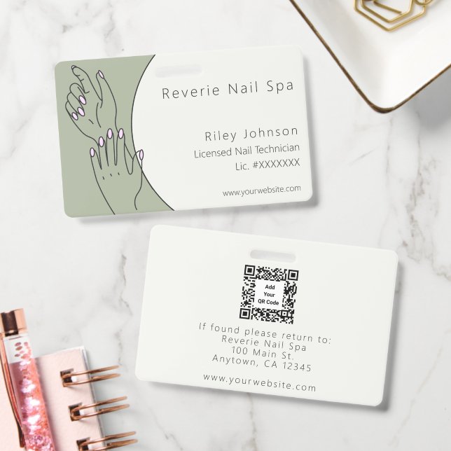 Nail Technician ID Badge Licensed Nail Tech  (Office)