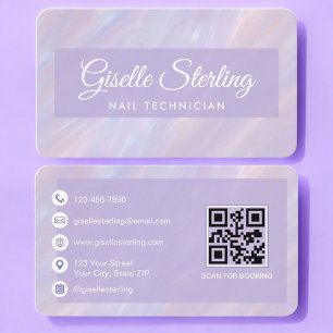 Nail Technician Iridescent QR Code Professional Business Card