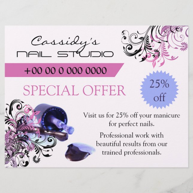 Nail Technician / Nail Bar Promotional Flyer (Front)