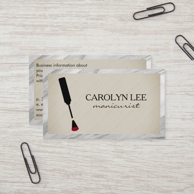 Nail Technician | Nail Polish Brush Business Card (Front/Back In Situ)