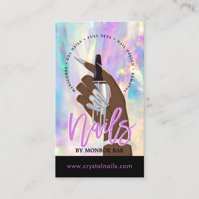 Nail Technician Nail Salon Holographic  Business Card (Front)