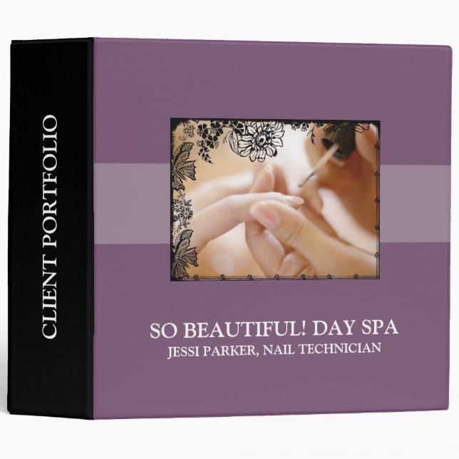 Nail Technician or Nail Salon Client Portfolio Binder (Front/Spine)