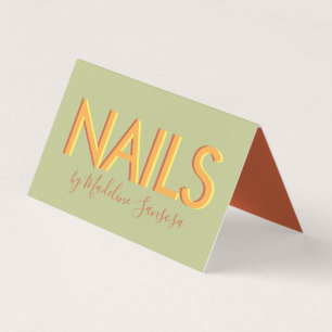 Nail Technician Orange Triple Lettering Business C Card